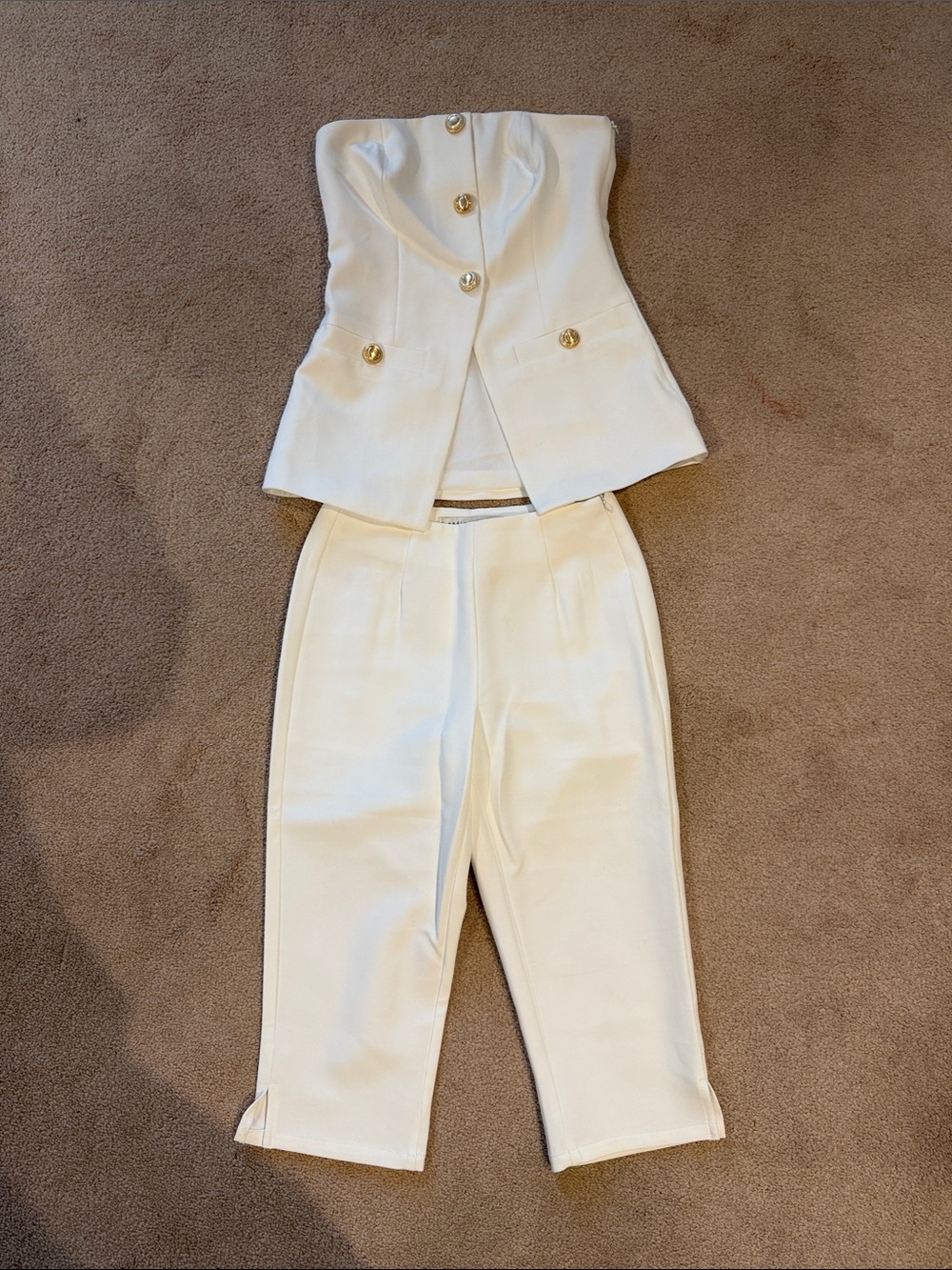Endless Rose White Strapless Button-Front Jumpsuit Set